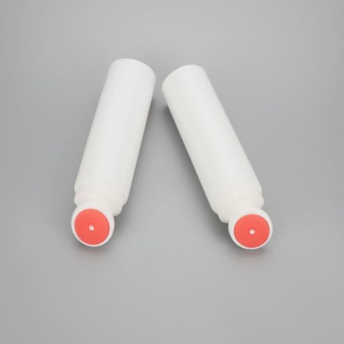 35g facial cleanser plastic cosmetic round tube with silicone brush and white color screw cover cap