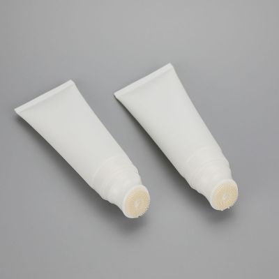 25g white plastic tube with brush applicator, silicone brush tube, massage tube and a clear cover