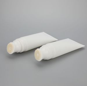 25g white plastic tube with brush applicator, silicone brush tube, massage tube and a clear cover