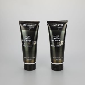 226g/8oz body skin care lotion cream cosmetic plastic packaging tube with black flip top cap