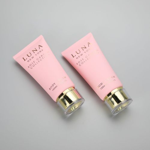 150g/5.07oz Luxury Pink Body Cream PBL Round Cosmetic Tube with Fancy Acrylic Screw Cap