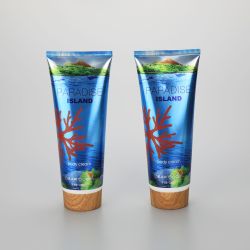 226g/8oz body cream aluminum plastic packaging empty tube with bamboo screw cap