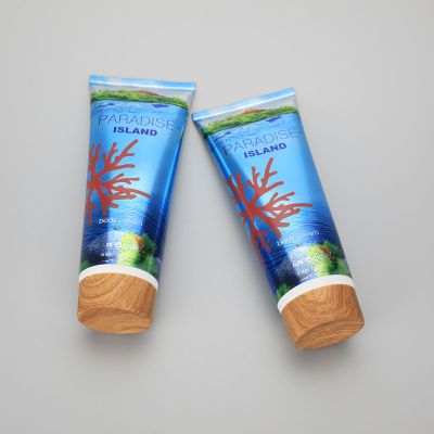 226g/8oz body cream aluminum plastic packaging empty tube with bamboo screw cap