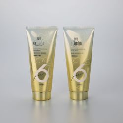 6oz/180g high glossy shiny material gradient golden color aluminum body care plastic tube with golden screw cap