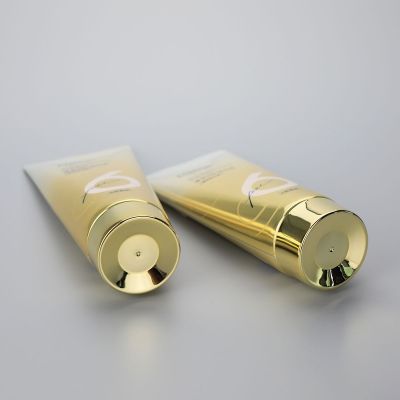 6oz/180g high glossy shiny material gradient golden color aluminum body care plastic tube with golden screw cap