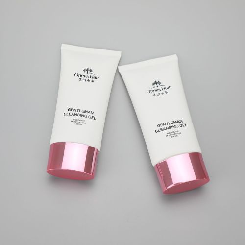 120ml oval cosmetic plastic gentleman cleansing gel tube with shiny rose gold cap