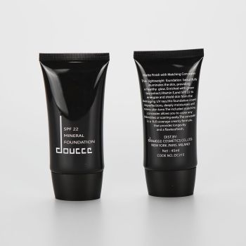 50ml glossy black oval cosmetic BB CC cream tube with flip top cap