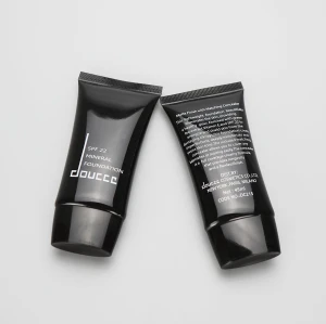 50ml glossy black oval cosmetic BB CC cream tube with flip top cap
