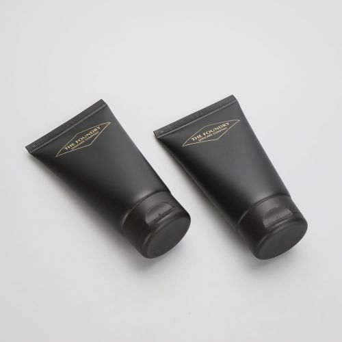 100ml matte black cosmetic plastic men facial cleanser tube with black flip top cap