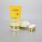 Luxury 30ml oval cosmetic plastic sunscreen tube with golden flip top cap
