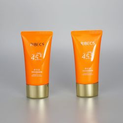 40g oval cosmetic plastic sunscreen tube skincare protection tube with golden snap on cap