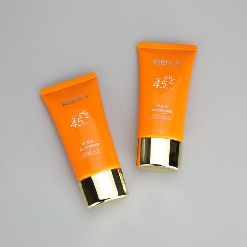 40g oval cosmetic plastic sunscreen tube skincare protection tube with golden snap on cap