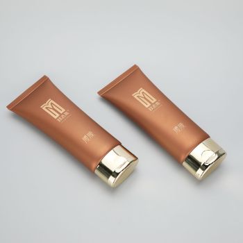 50g oval mask cream/ BB CC cream plastic cosmetics tubes with luxury golden flip top cap