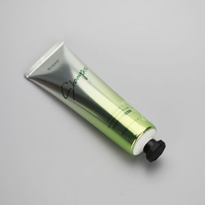 100g gradient color aluminum plastic facial cleanser tube glossy tube with black octagonal screw cap