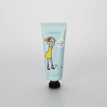 30g cute cosmetic laminated hand cream tube with black octagonal screw cap