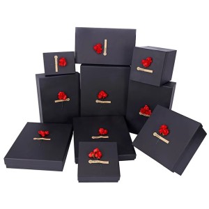 Custom Handmade Size Black Rigid Cardboard Gift Box Packaging