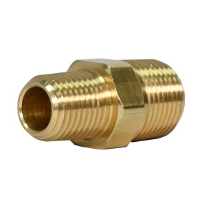 OEM High Pressure CNC Machining Brass Hex Nipple Tube Joint Gold Tone Pipe Fittings