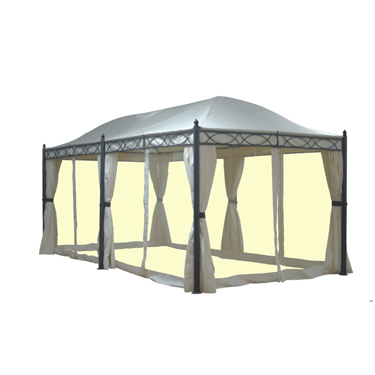 Light yellow steel frame vented gazebo tent canopy outdoor garden