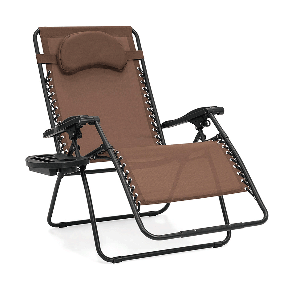 Outdoor Furniture Brown Comfort Lightweight Folding Beach Lounge Chair-Cloudyoutdoor