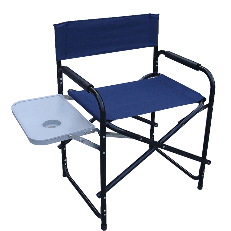 Easy to Carry and Store Metal Director Fold Chair with Side Table-Cloudyoutdoor