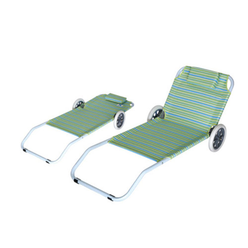 Steel Frame Beach Folding Sand Chair with Wheels-Cloudyoutdoor