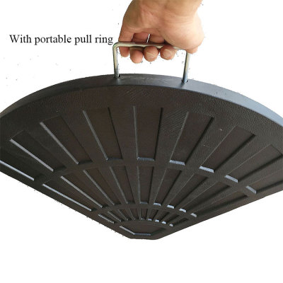 Patio fan shaped resin umbrella base suitable for any cross frame