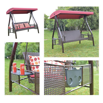 Customized Metal Garden Furniture Swing Chair China with Pillow Side Table-Cloudyoutdoor