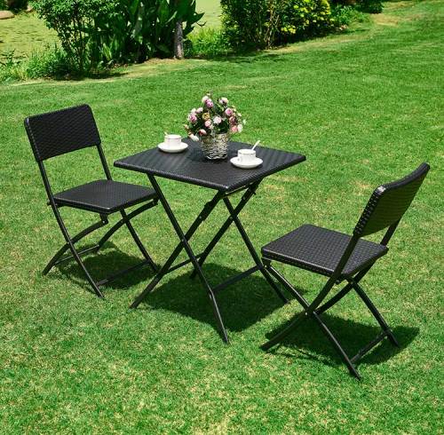 Cheap hdpe blow molding rattan design 1 HDPE table and 2 chairs