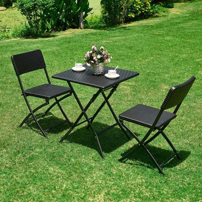 Cheap hdpe blow molding rattan design 1 HDPE table and 2 chairs