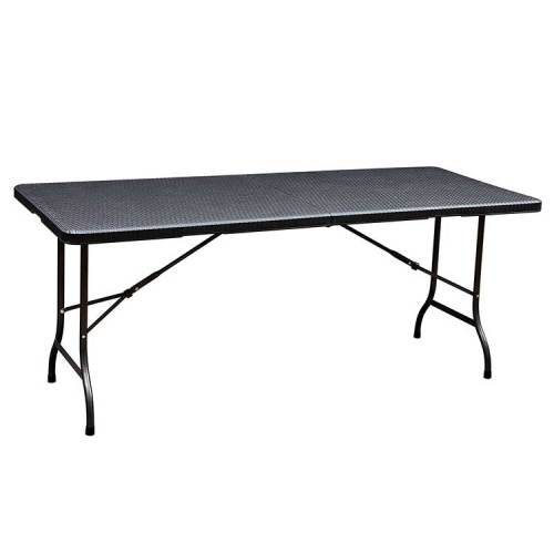 Rattan design 6' hdpe plastic outdoor folding 1 table and 2 benches