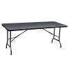 Rattan design 6' hdpe plastic outdoor folding 1 table and 2 benches