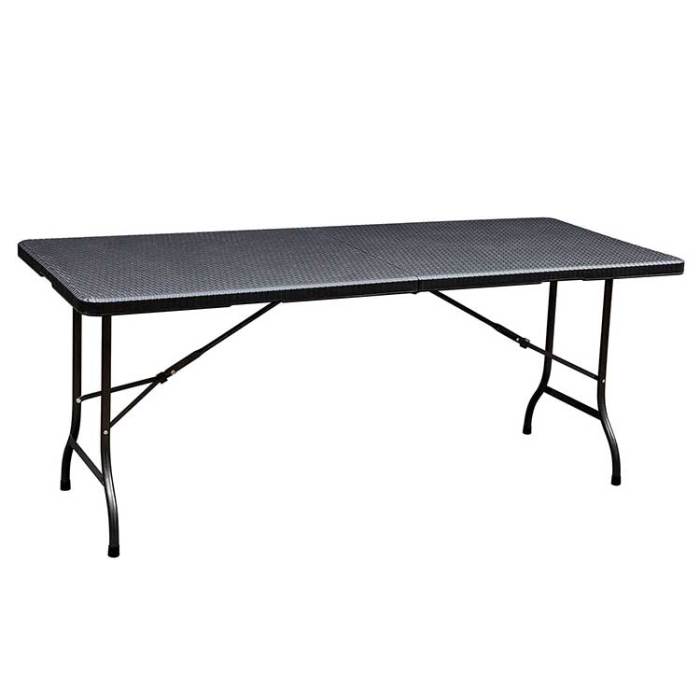 Rattan design 6' hdpe plastic outdoor folding 1 table and 2 benches