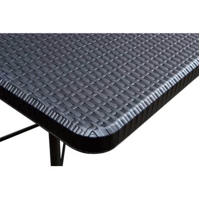 Rattan design 6' hdpe plastic outdoor folding 1 table and 2 benches