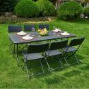 Cheap black outdoor 6' HDPE plastic outdoor folding 1 table and 6 chairs