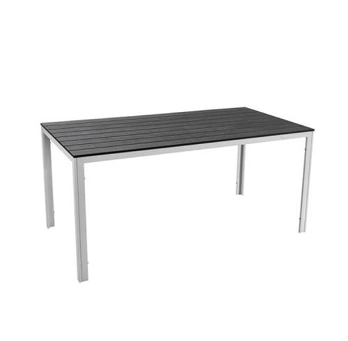 Comfortable metal legs plastic hdpe blowing mold table chair set with wooden look