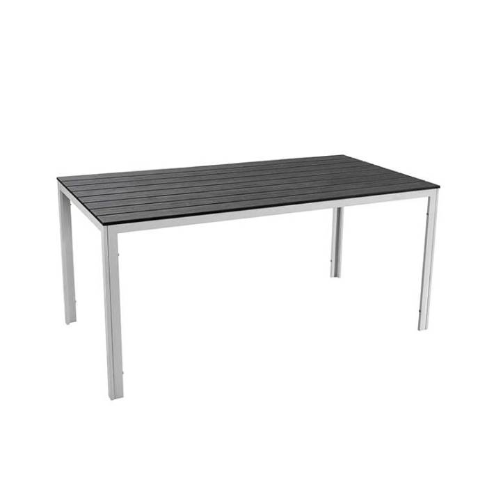 Comfortable metal legs plastic hdpe blowing mold table chair set with wooden look