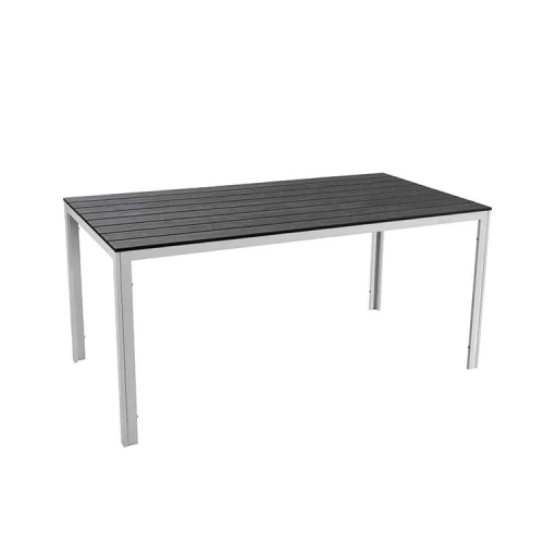 Comfortable metal legs plastic hdpe blowing mold table chair set with wooden look