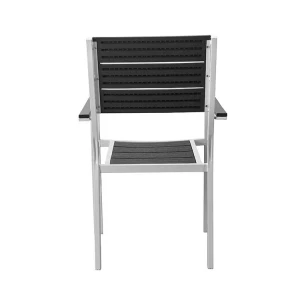 Comfortable metal legs plastic hdpe blowing mold table chair set with wooden look