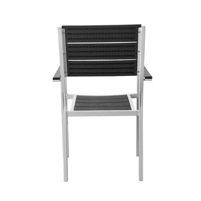 Comfortable metal legs plastic hdpe blowing mold table chair set with wooden look