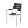 Comfortable metal legs plastic hdpe blowing mold table chair set with wooden look
