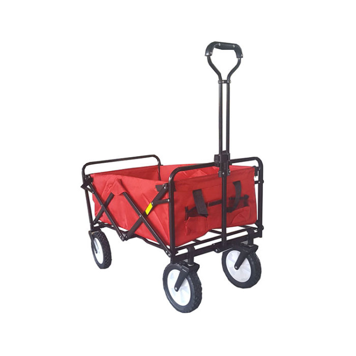 Garden Steel Double Layer Fabric Camping Beach Folding Wagon Trolley Cart-Cloudyoutdoor