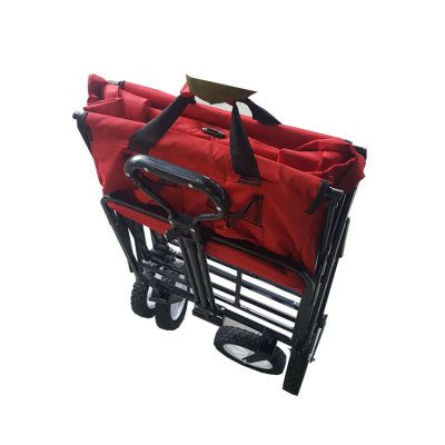 Garden Steel Double Layer Fabric Camping Beach Folding Wagon Trolley Cart-Cloudyoutdoor