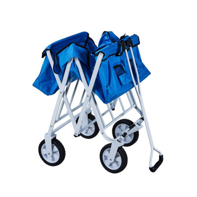 Single Layer D-shaped Handle Collapsible Outdoor Folding Wagon-Cloudyoutdoor
