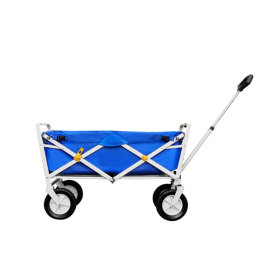 D-shaped Handle Beach Wagon Folding 4 Wheel Hand Push Cart-Cloudyoutdoor