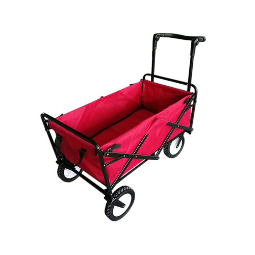 Large Capacity Metal Frame Beach Wagon Folding 4 Wheel Hand Push Cart-Cloudyoutdoor