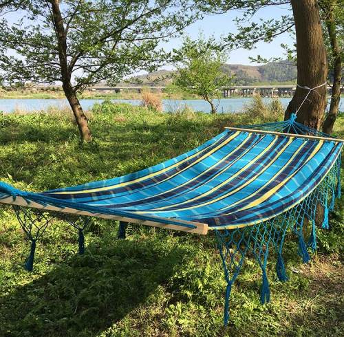Outdoor canvas outdoor swinging blue camping hammock cover