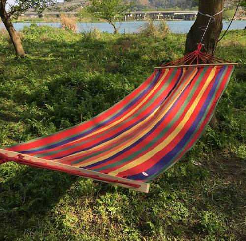 Outdoor Hanging outdoor camping swing hammock with wooden Stick