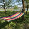 Travel canvas camping cotton tree hammock swing hanging with wooden stick