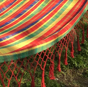 Cotton patio garden hammock swing chair hanging with wooden sticks