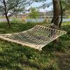 Lightweight portable cotton rope white net hammock